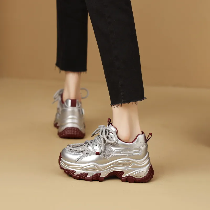 Mulinsen Height Increasing Wear-Resistant Low-Top Chunky Sneakers Women's-8