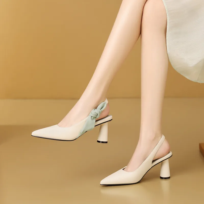 Mulinsen Rear Hollow Sandals Chunky Heel High Heels APPROXIMATELY 7.3CM Women's-2