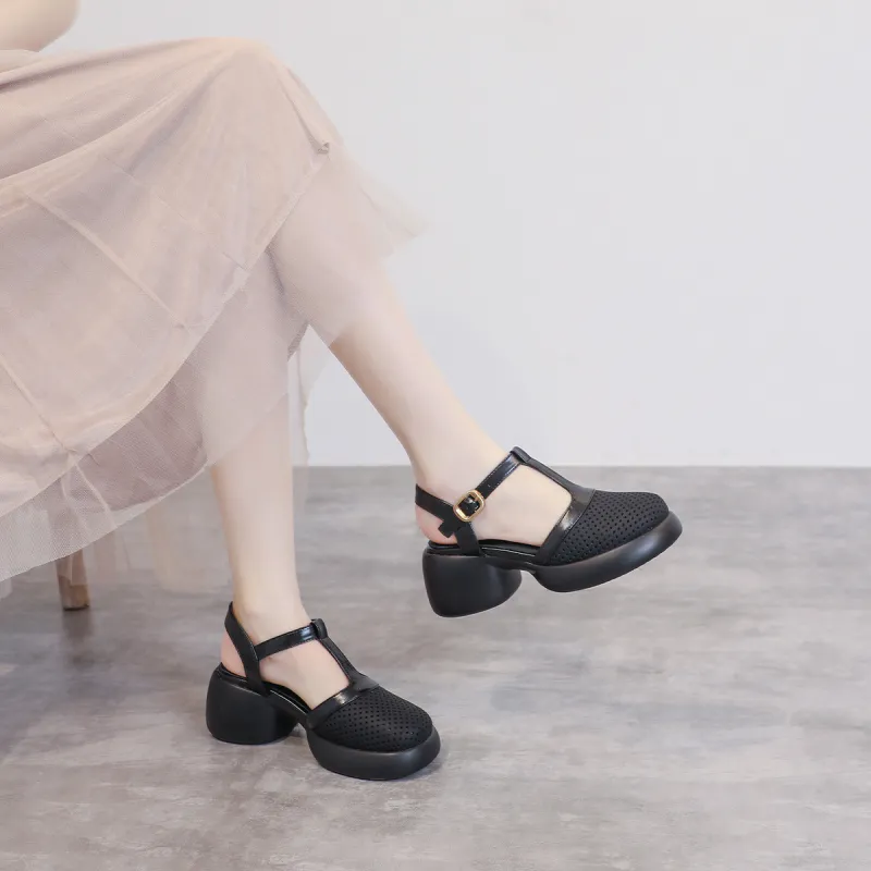 Mulinsen Rear Air Sandal Chunky Heel High Heels Approx. 6.5cm Women's-8