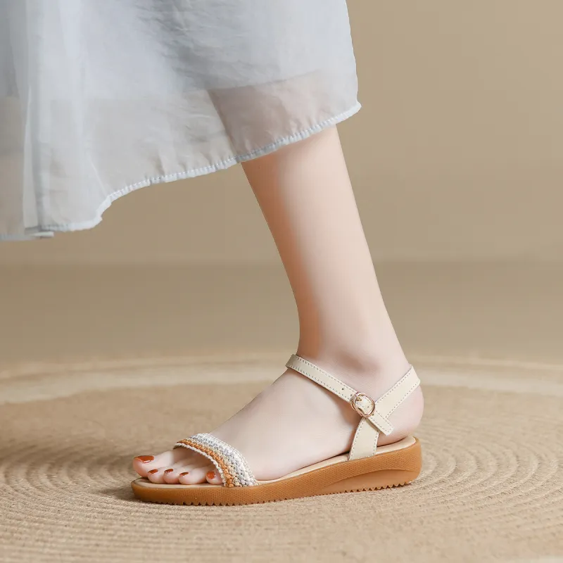 Mulinsen One Strap Sandals Women's Beige-1