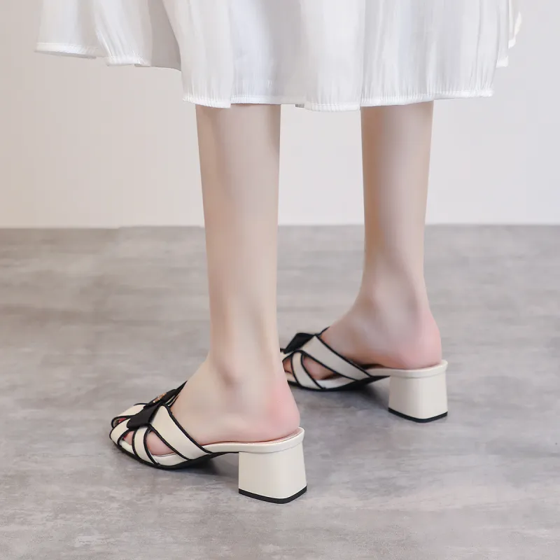 Mulinsen Stitching Metal Slip Resistant Abrasion Resistant Wrap toe Slippers Women's-5