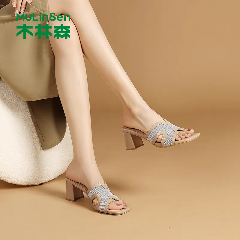 Mulinsen Stitching Cut Out Abrasion Resistant Quick Dry Slide Slippers Women's-3