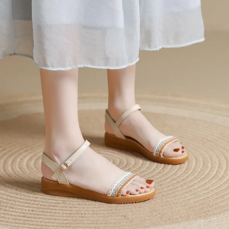 Mulinsen One Strap Sandals Women's Beige-2