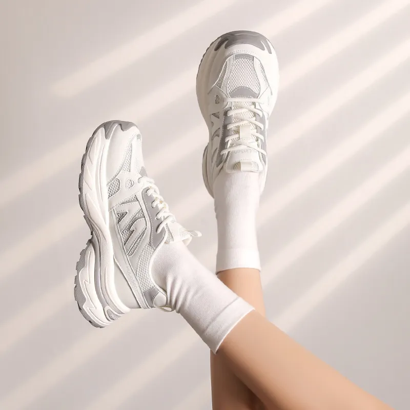 Mulinsen Height Increasing Wear Resistant Lightweight Breathable Slip Resistant Low Top Chunky Sneakers Women's-1