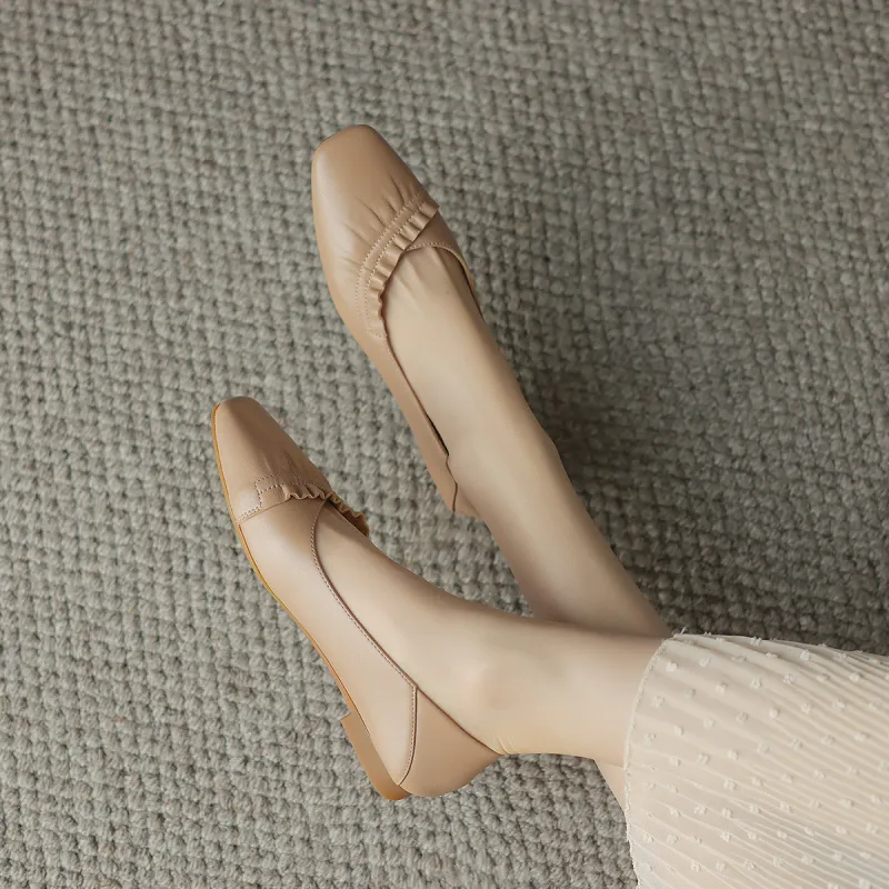 Mulinsen Casual Single Shoes 1.2CM Women's Nude-6