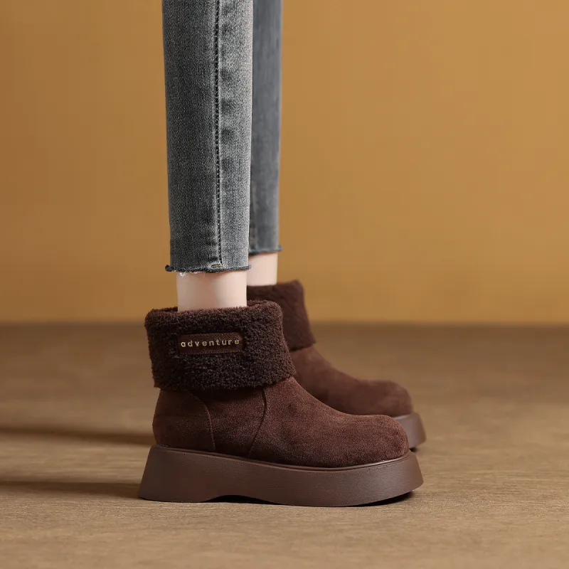 Mulinsen Classic Round Tip Comfortable Versatile Lightweight For The Feet Retro Texture Minimalist Style Warm Women's-7