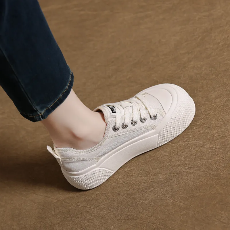 Mulinsen Height Increasing Abrasion Resistant Lightweight Low Top Skateboard Shoes Women's-5