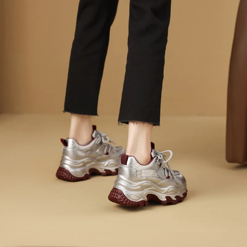 Mulinsen Height Increasing Wear-Resistant Low-Top Chunky Sneakers Women's-7