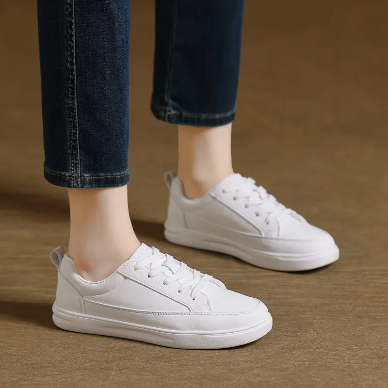 Mulinsen Wear resistant And Lightweight Low Top Skateboard Shoes Women's White-4