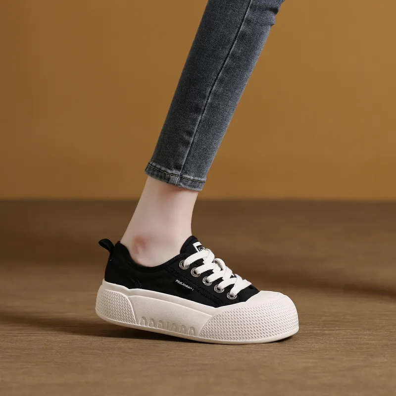 Mulinsen Height Increasing Abrasion Resistant Lightweight Low Top Skateboard Shoes Women's-7