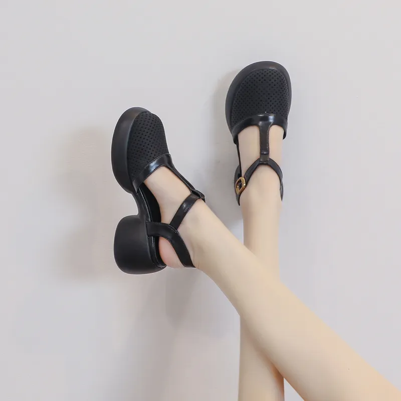 Mulinsen Rear Air Sandal Chunky Heel High Heels Approx. 6.5cm Women's-10