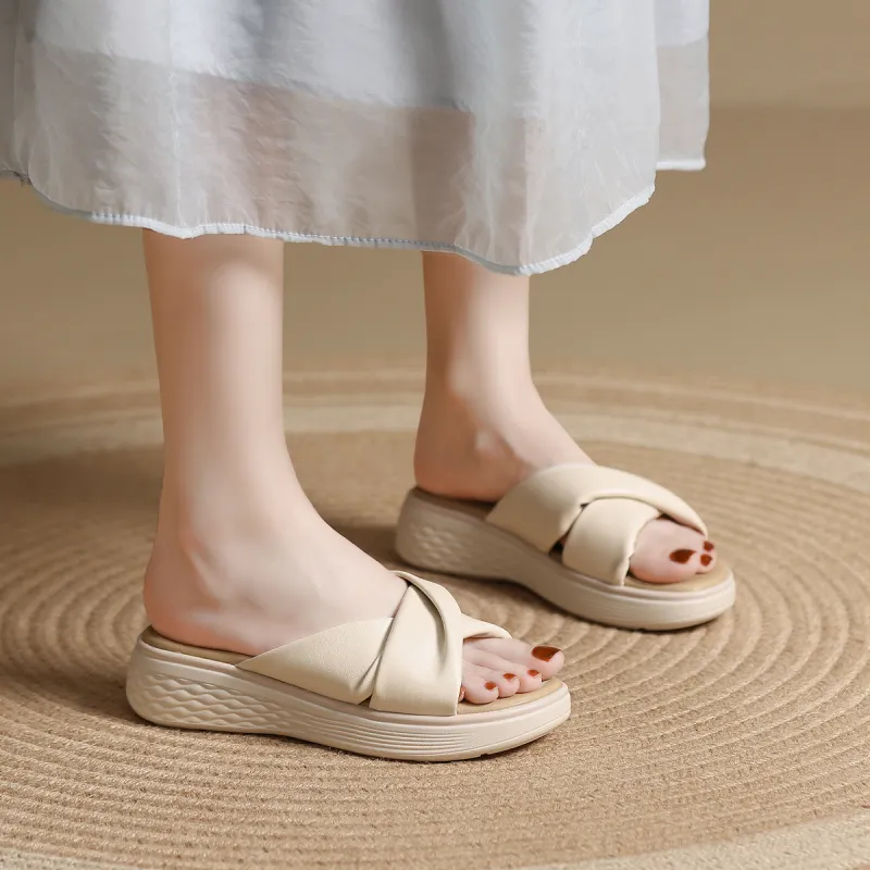 Mulinsen PU Polyurethane Stitching Abrasion Resistant Slide Slippers Women's-8