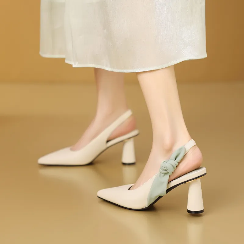 Mulinsen Rear Hollow Sandals Chunky Heel High Heels APPROXIMATELY 7.3CM Women's-5