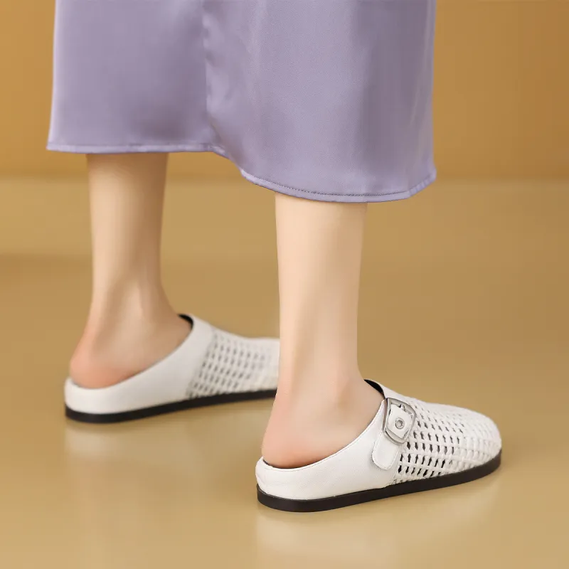 Mulinsen Stitching Cut Out Woven Abrasion Resistant Closed Toe Slippers Women's-4