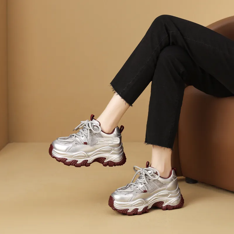 Mulinsen Height Increasing Wear-Resistant Low-Top Chunky Sneakers Women's-10