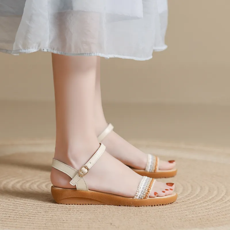 Mulinsen One Strap Sandals Women's Beige-3
