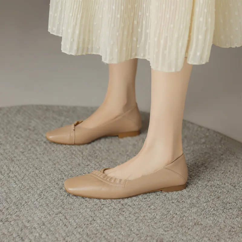 Mulinsen Casual Single Shoes 1.2CM Women's Nude-1