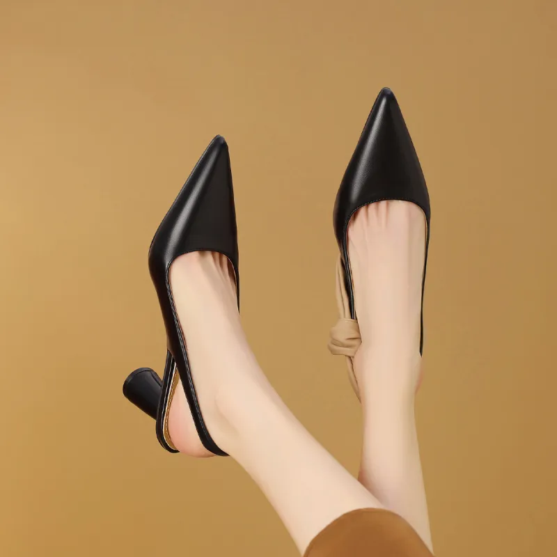 Mulinsen Rear Hollow Sandals Chunky Heel High Heels APPROXIMATELY 7.3CM Women's-9