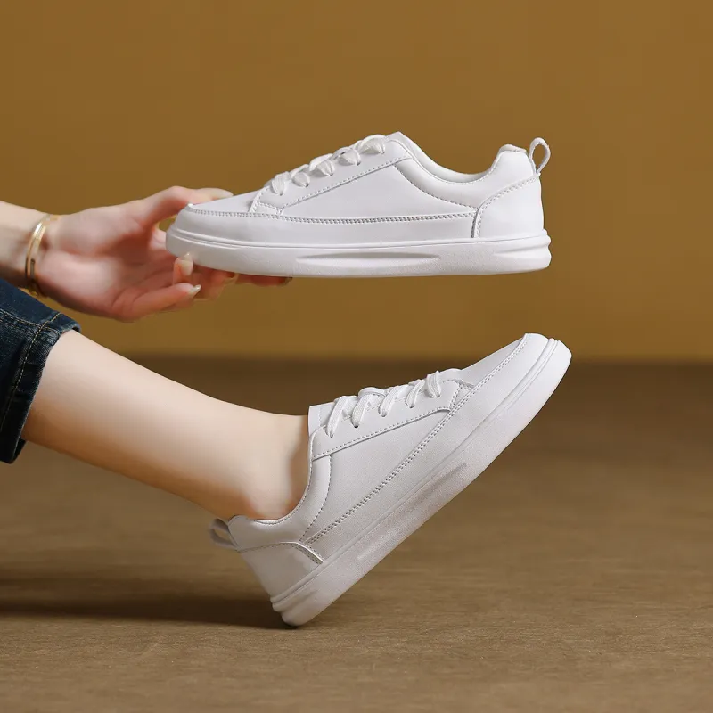 Mulinsen Wear resistant And Lightweight Low Top Skateboard Shoes Women's White-2