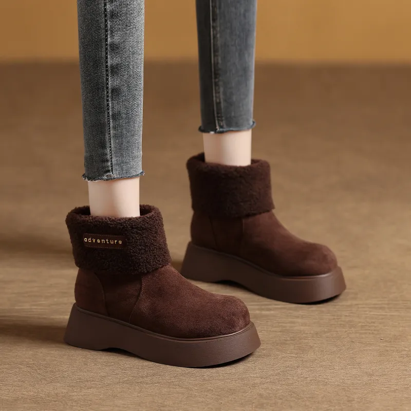 Mulinsen Classic Round Tip Comfortable Versatile Lightweight For The Feet Retro Texture Minimalist Style Warm Women's-6
