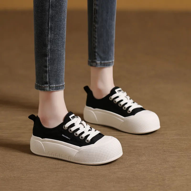 Mulinsen Height Increasing Abrasion Resistant Lightweight Low Top Skateboard Shoes Women's-8