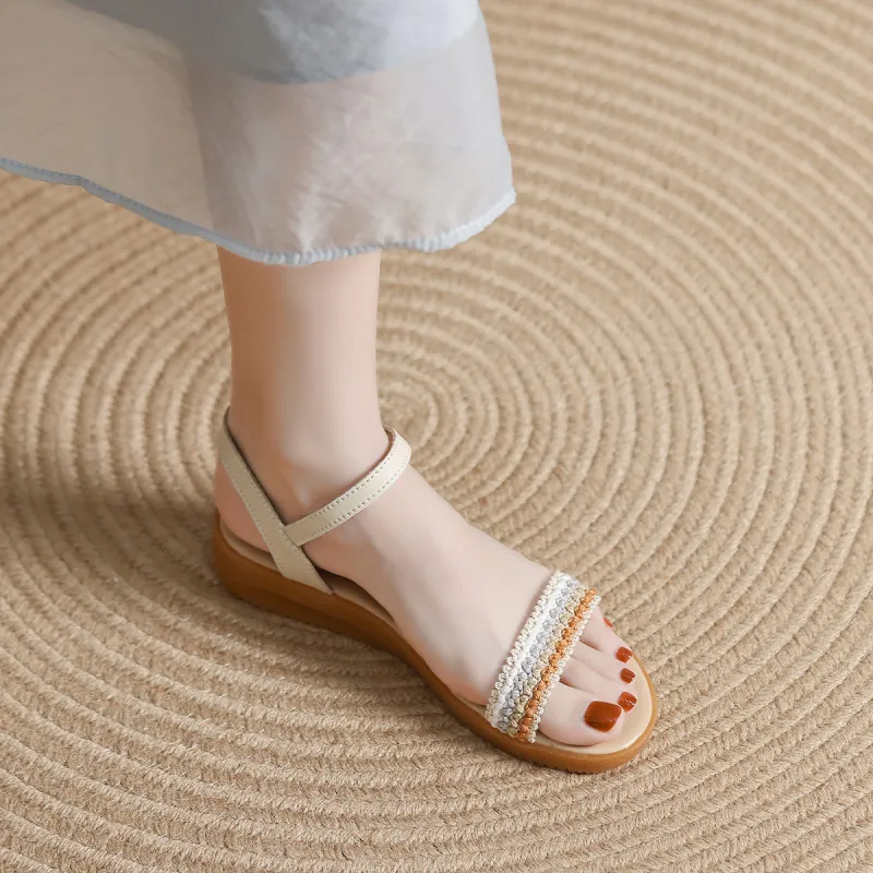 Mulinsen One Strap Sandals Women's Beige-4