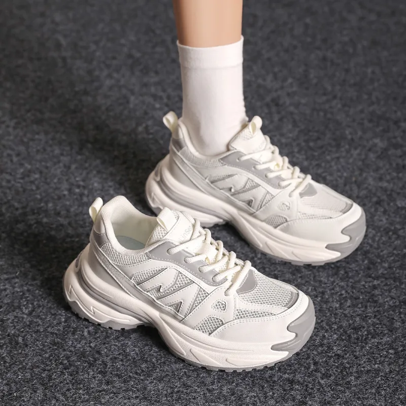 Mulinsen Height Increasing Wear Resistant Lightweight Breathable Slip Resistant Low Top Chunky Sneakers Women's-2