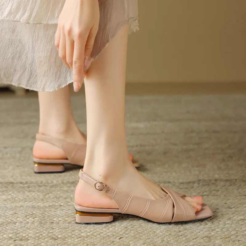 Mulinsen Rear Air Sandal Casual Single Shoes Approximately 2.2cm Women's Nude-6
