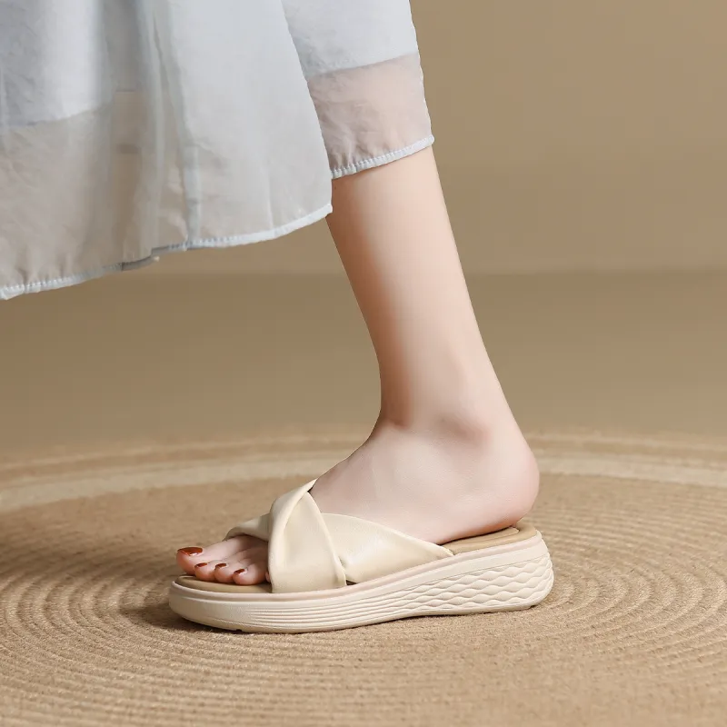 Mulinsen PU Polyurethane Stitching Abrasion Resistant Slide Slippers Women's-7