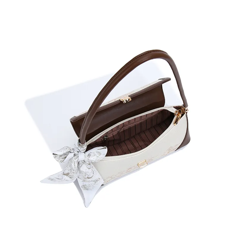 Carit&Koty Polyurethane Shoulder Bag Women's Brown/White-3