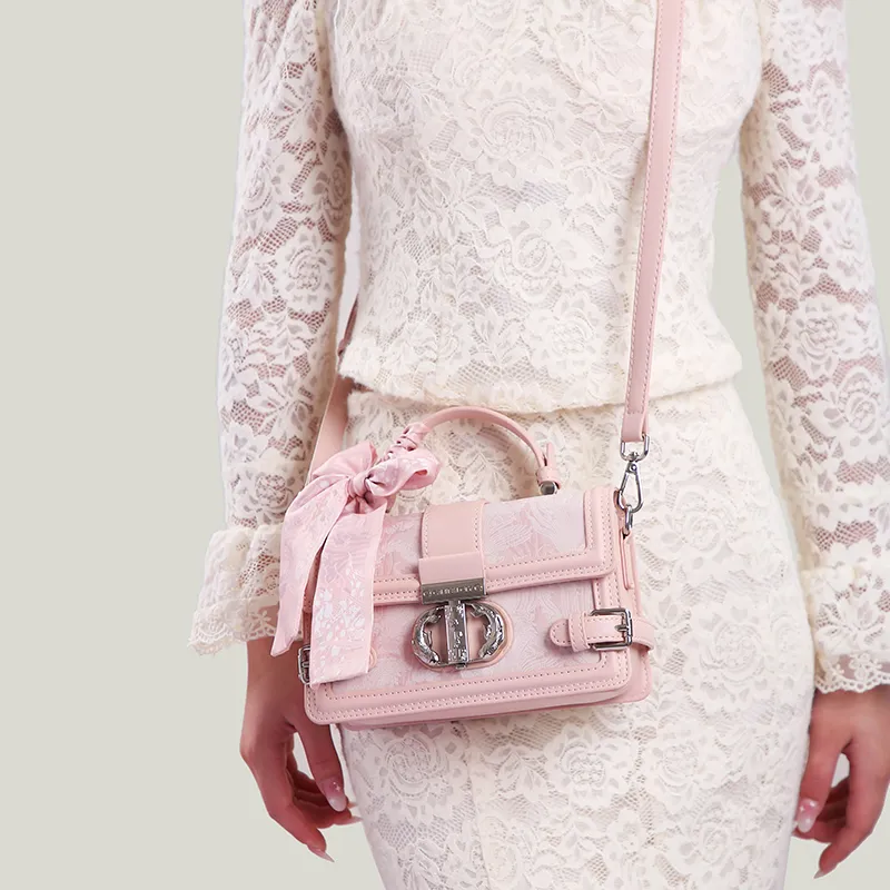 Carit&Koty Polyurethane, Synthetic Leather Crossbody Handbag Regular Women's Pink/Gray-6