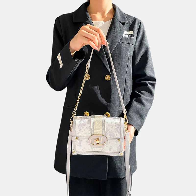 Carit&Koty Polyurethane Shoulder Bag Small Size Women's Pink/Gray-7