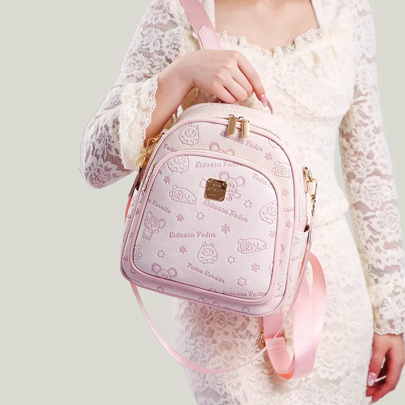 Carit&Koty Polyurethane PU Backpack Regular Women's Pink-6