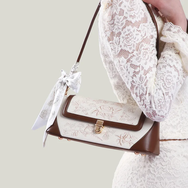 Carit&Koty Polyurethane Shoulder Bag Women's Brown/White-7