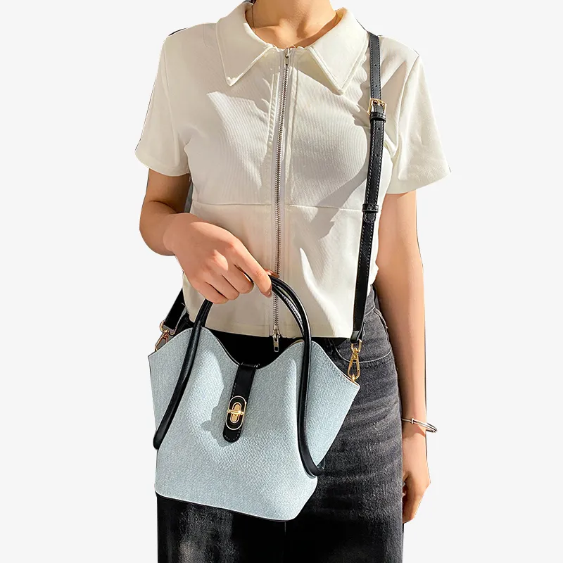 Carit&Koty Fabric Bucket Bags Shoulder Bags Handbags Regular Women's Blue-3