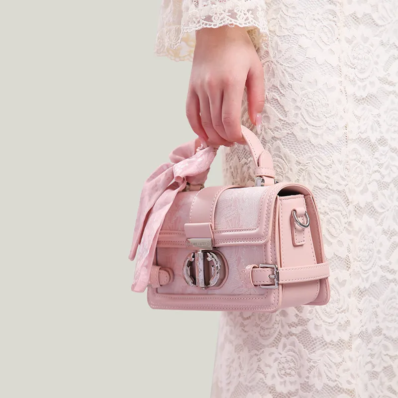Carit&Koty Polyurethane, Synthetic Leather Crossbody Handbag Regular Women's Pink/Gray-4