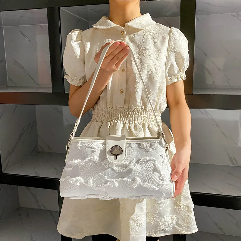 Carit&Koty Polyurethane Synthetic Leather Fabric Bonded Shoulder Bag Regular Women's White-5