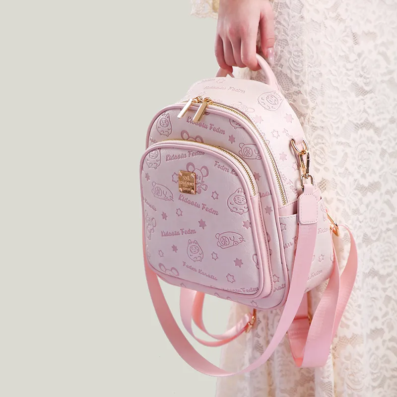 Carit&Koty Polyurethane PU Backpack Regular Women's Pink-4