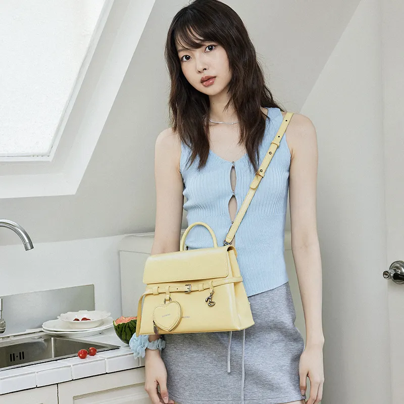 MCMIKO Cow Leather Backpack Regular Women's Cheese Yellow-1