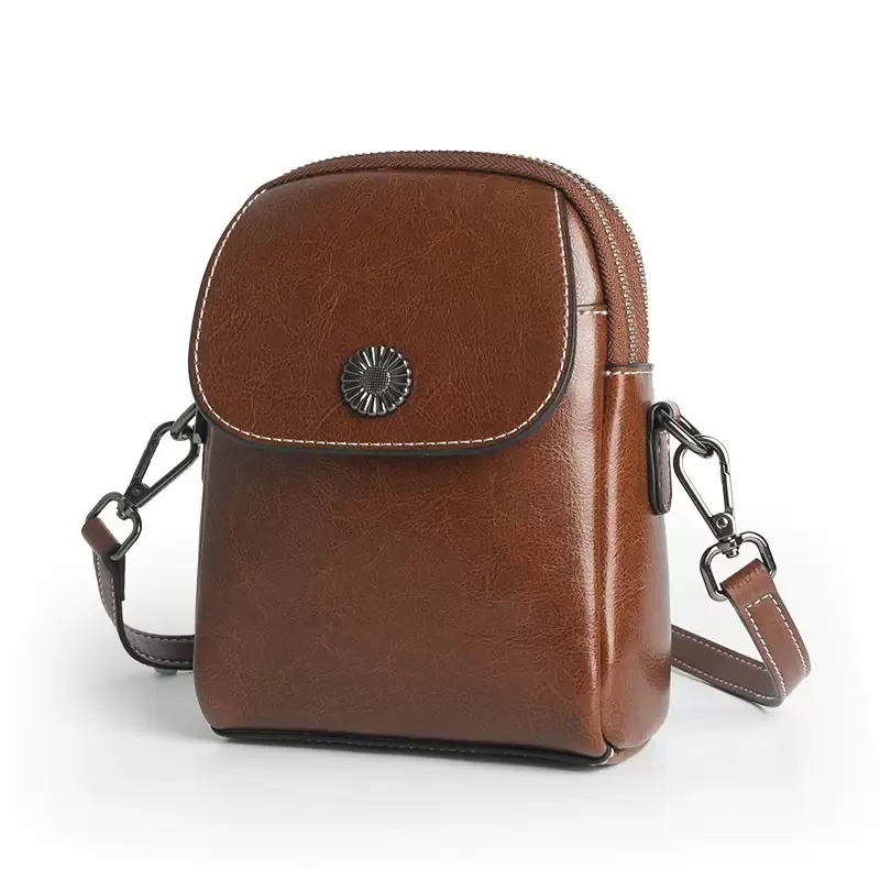 KAISER Cow Leather Crossbody Bag, Shoulder Bag Women's Coffee-1