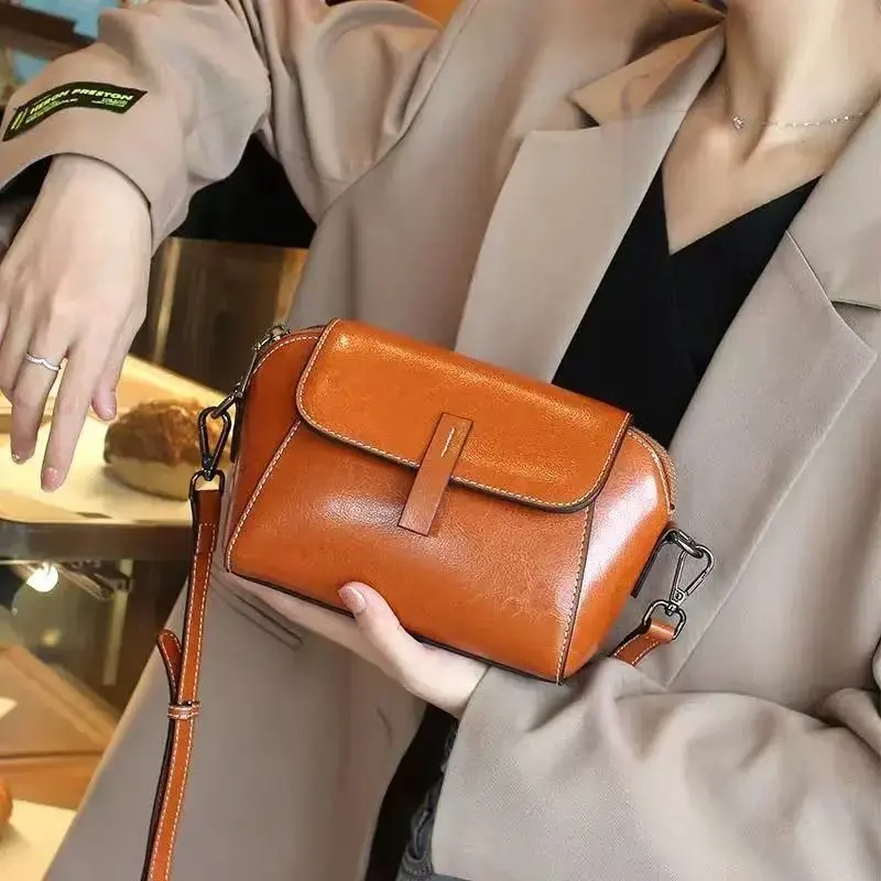 KAISER Cow Leather Crossbody Bag, Shoulder Bag Women's Caramel/Black/White/Coffee-1