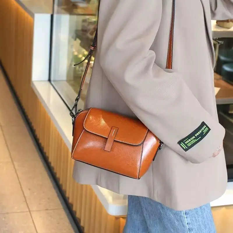 KAISER Cow Leather Crossbody Bag, Shoulder Bag Women's Caramel/Black/White/Coffee-2