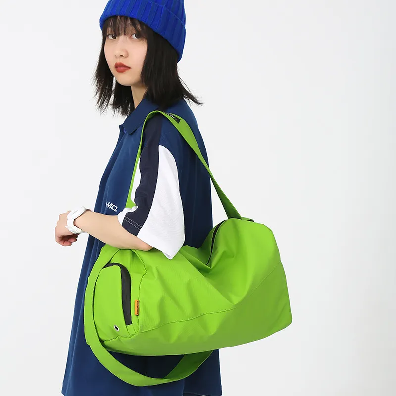 KAISER Laminated Oxford Cloth Crossbody Handbag Unisex Black/Green-5