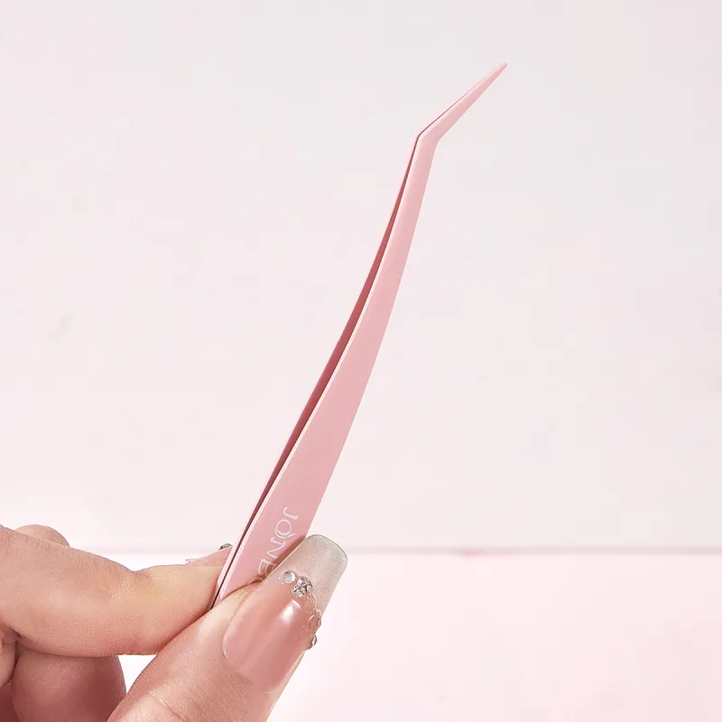 JONBOS Viscose Resistant False Eyelash Tweezers Stainless Steel, Golden Feather Clip, Makeup Tool For Eyelash Stylists-1