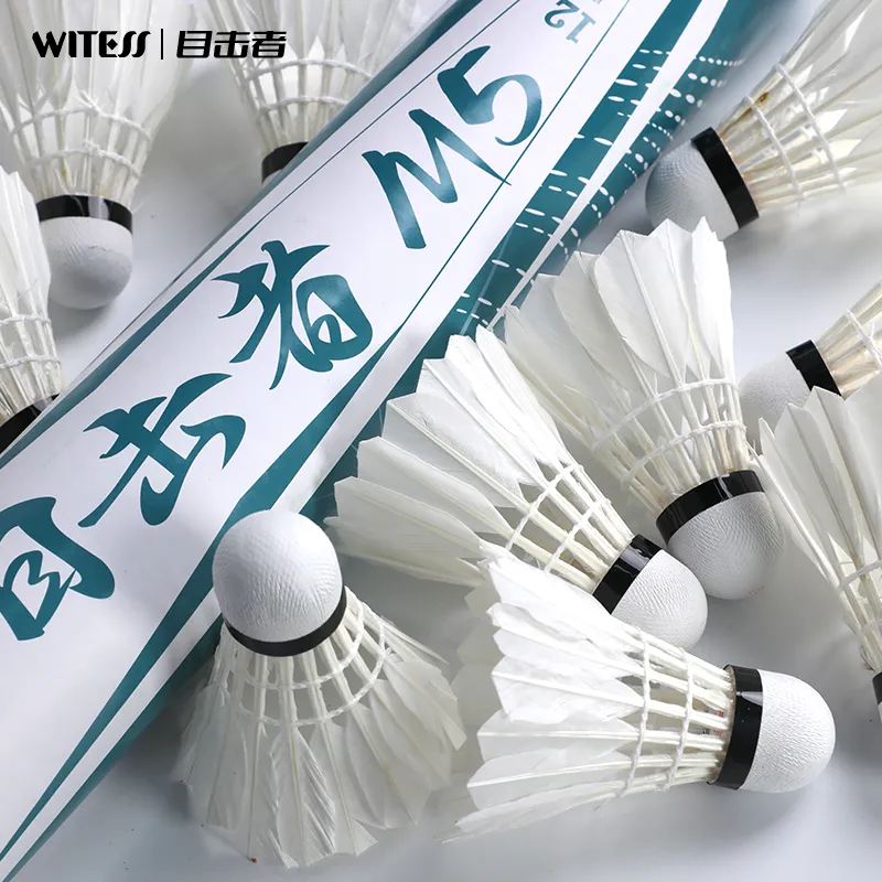 WITESS M5 12 Pack Water Duck Feather Big Board Duck Feather Designed For Everyday Training Shuttlecocks-1
