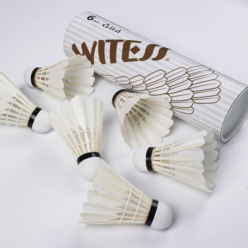 WITESS YB406A White Badminton 6 Pack Duck Feather Training Competition Specialized Shuttlecocks-1