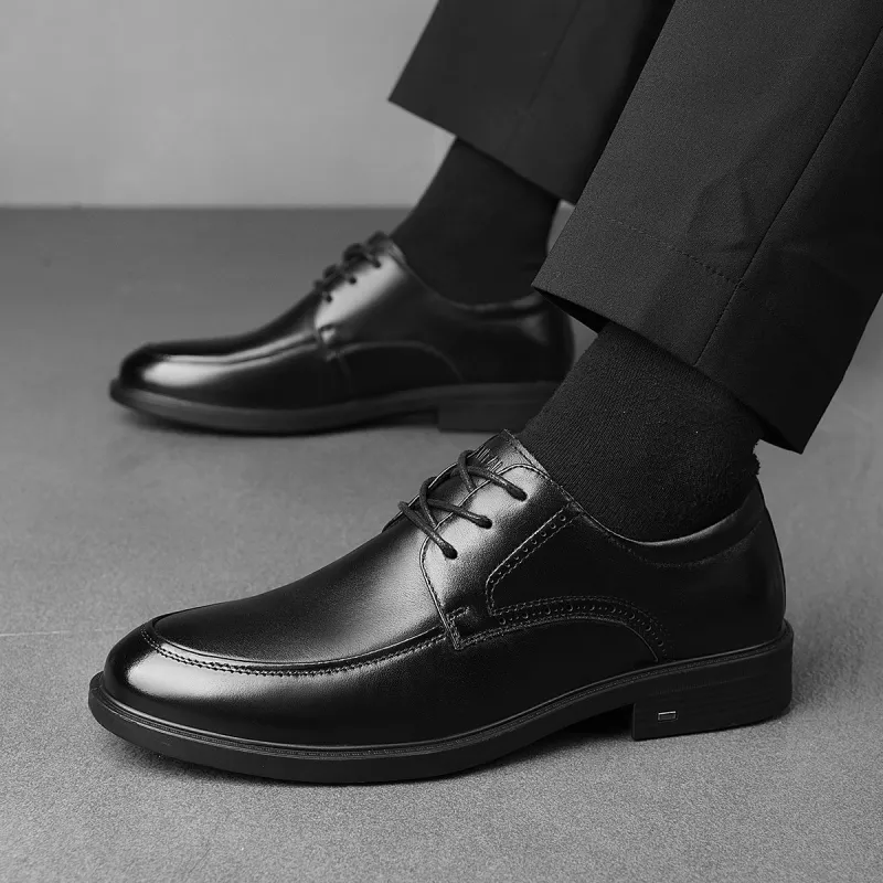 HLA Dress Shoes Men Low Top Black-5