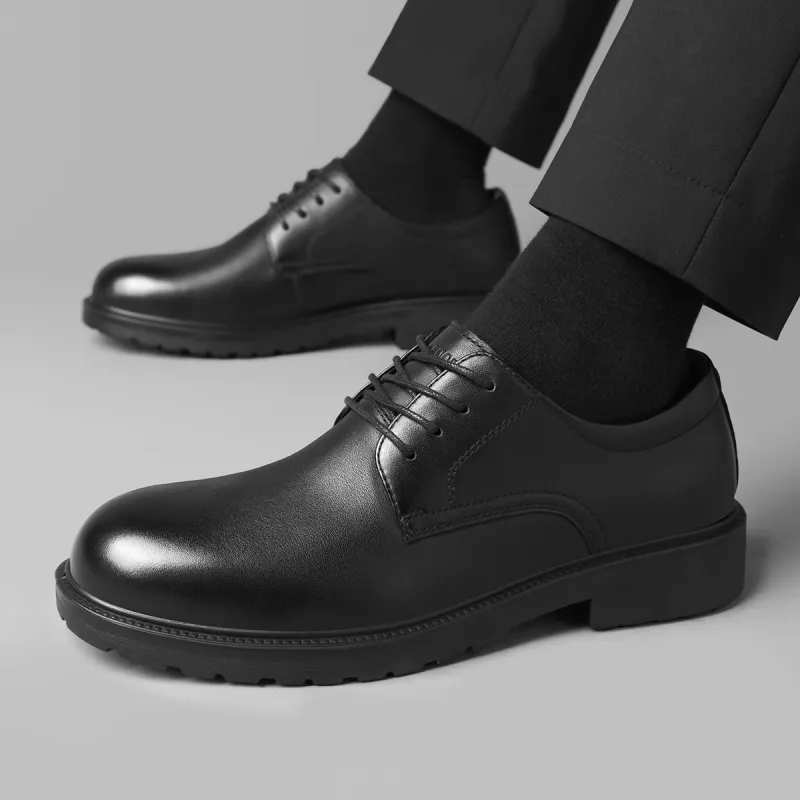 HLA Dress Shoes Men Low Top Black-5