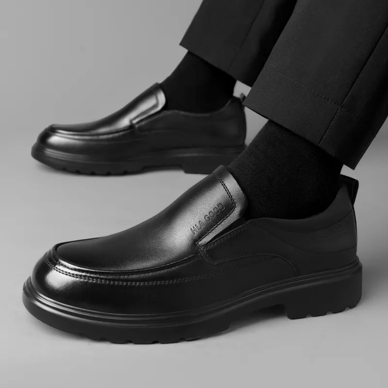 HLA Dress Shoes Men Low Top Black-5