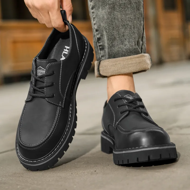 HLA Dress Shoes Men Low Top Black/Brown-5